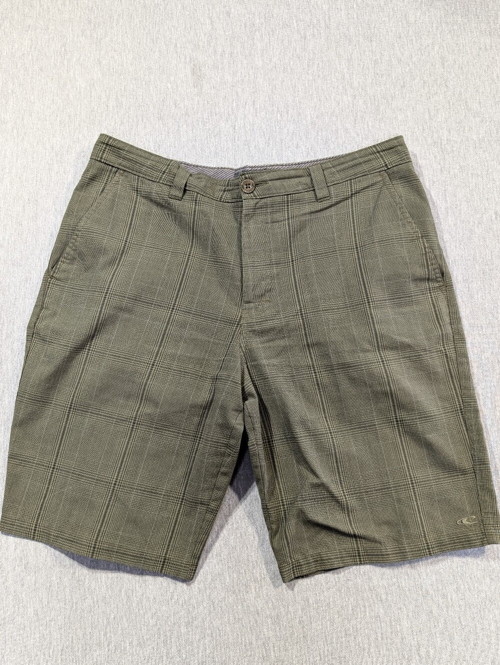 O'Neill Flat Front Plaid Golf Shorts Men's 33 Green